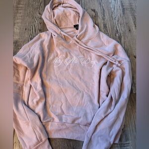 Rue21 Medium Slay All Day Light Pink Cropped Hoodie